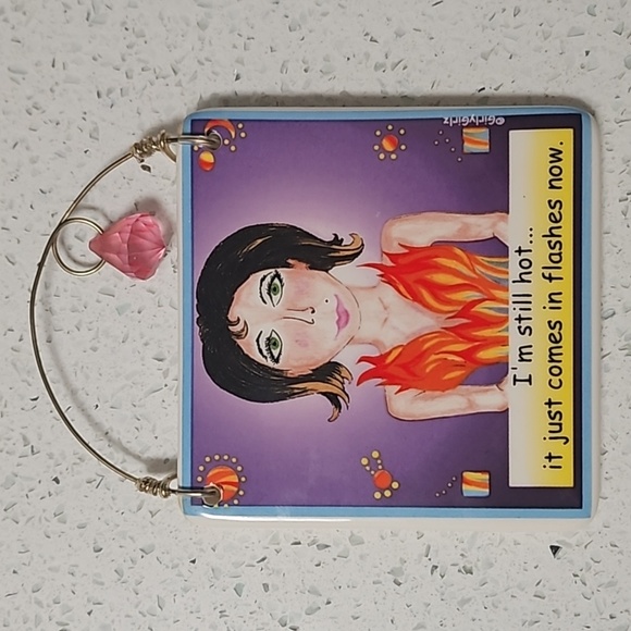 🩷🔥Super Cute & Funny Girly Girlz Ceramic Plaque with Dangling Pink Faux Gem - Picture 7 of 11